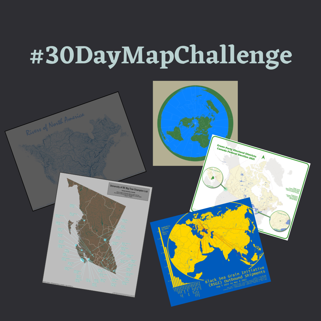 A collection of maps with the title #30DayMapChallenge